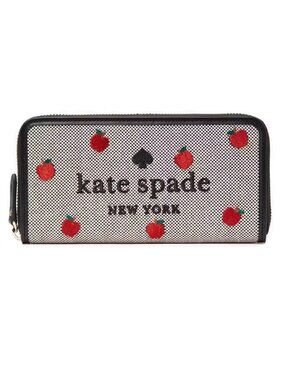 Kate Spade Ella Embroidered Canvas Large Apple Continental Wallet